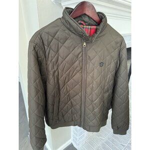 Merc London Brown Bomber Jacket Mens X Large High Collar Zip Coat Punk Tartan